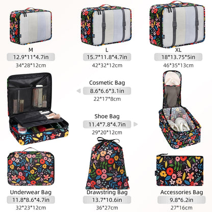 Packing Cubes Luggage Packing Organizers for Travel Accessories-Jet Black