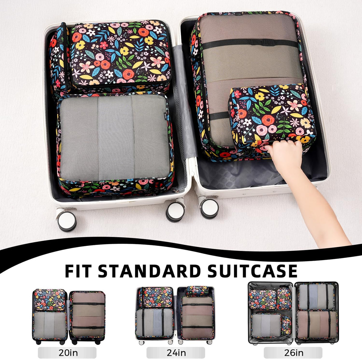 Packing Cubes Luggage Packing Organizers for Travel Accessories-Jet Black