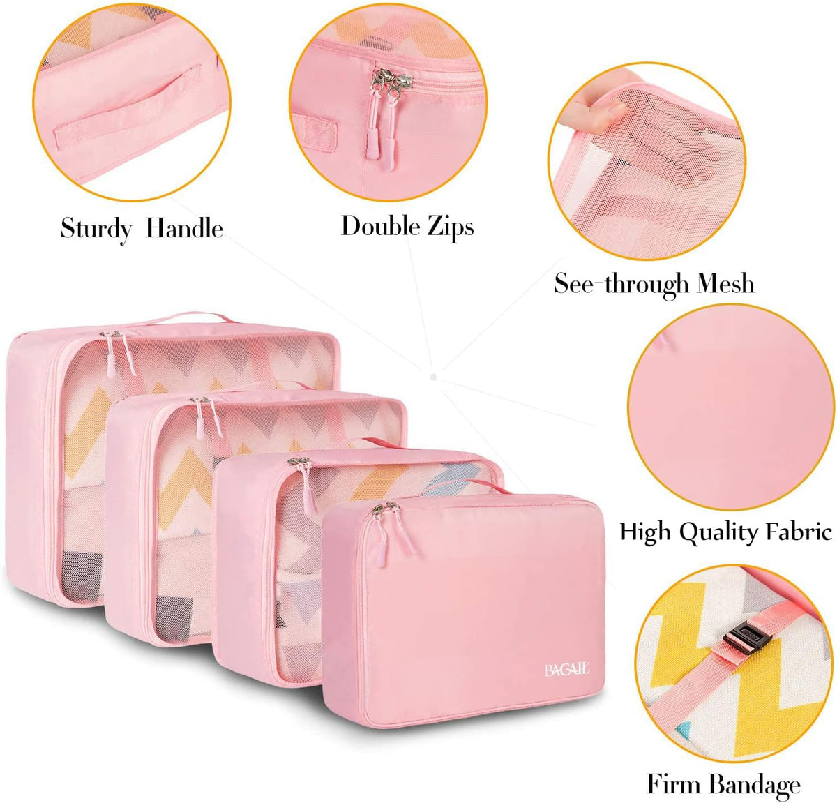 Packing Cubes Luggage Packing Organizers for Travel Accessories-Jet Black