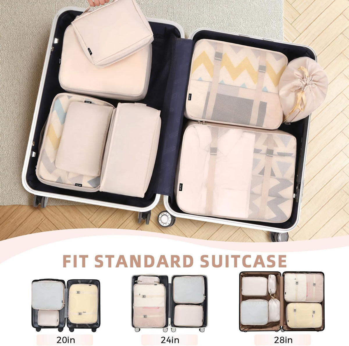 Packing Cubes Luggage Packing Organizers for Travel Accessories-Jet Black