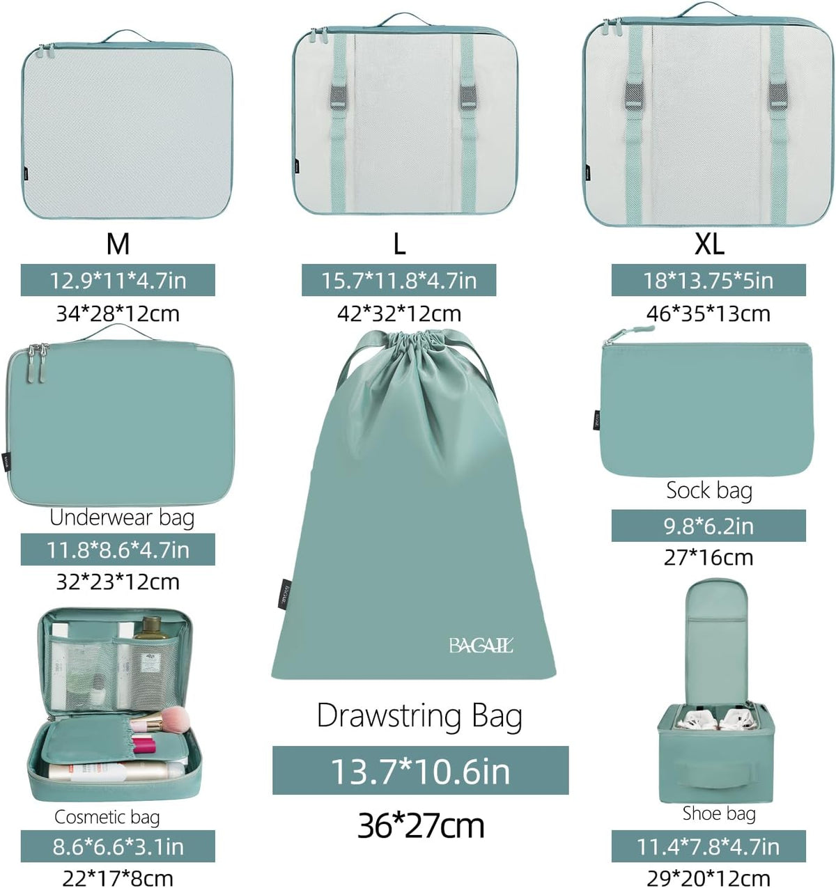 Packing Cubes Luggage Packing Organizers for Travel Accessories-Jet Black