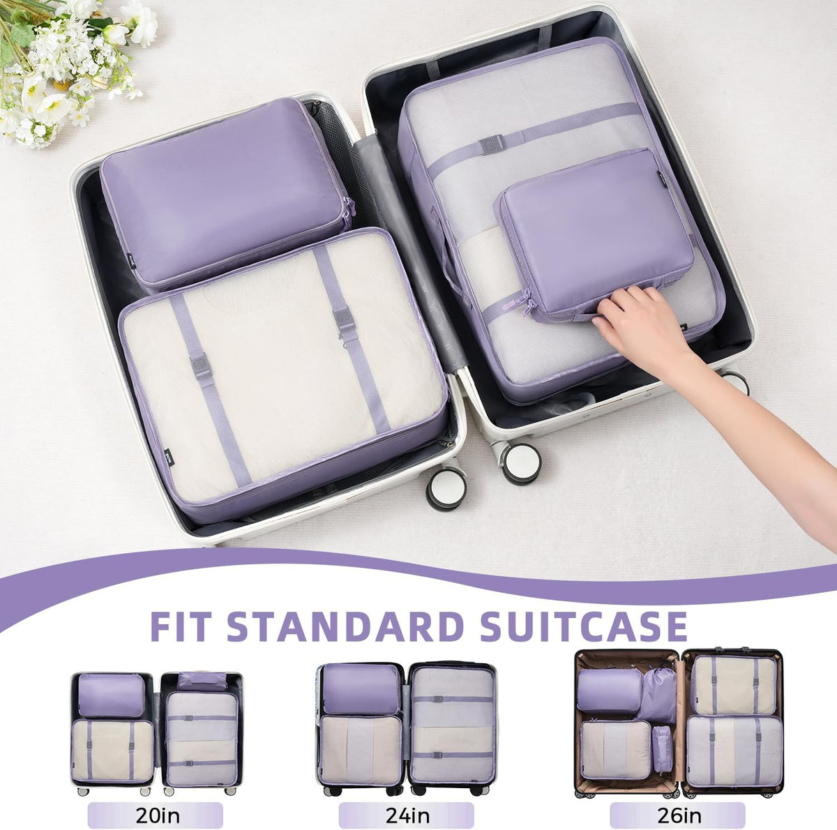 Packing Cubes Luggage Packing Organizers for Travel Accessories-Jet Black