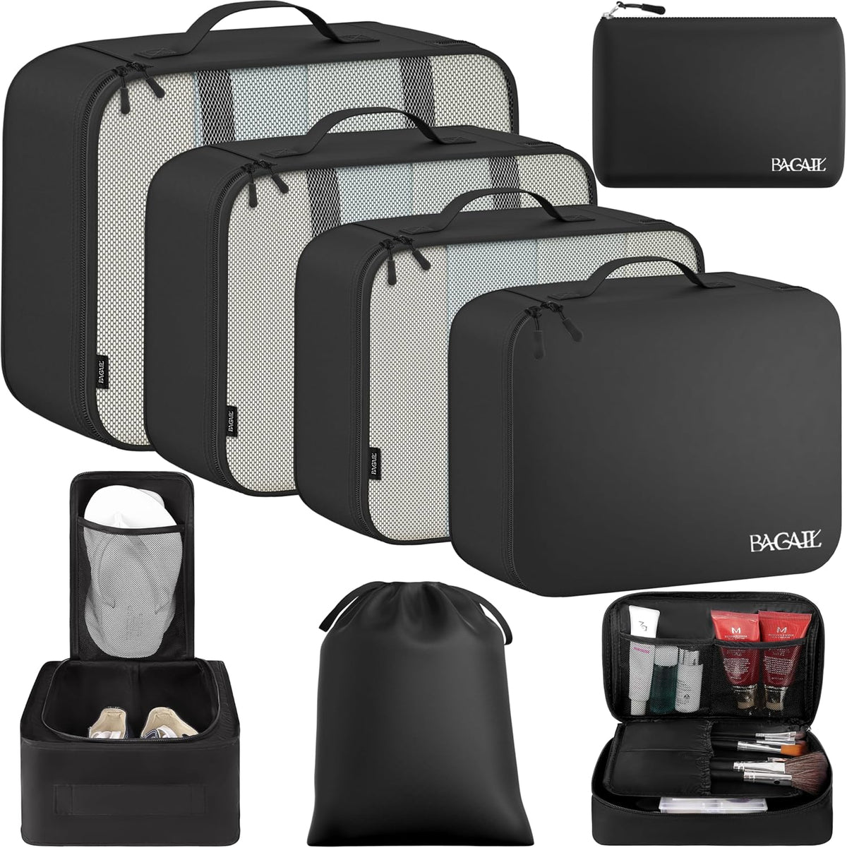 Packing Cubes Luggage Packing Organizers for Travel Accessories-Jet Black