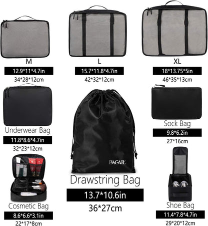 Packing Cubes Luggage Packing Organizers for Travel Accessories-Jet Black