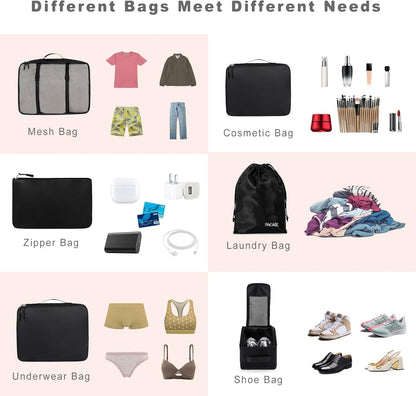 Packing Cubes Luggage Packing Organizers for Travel Accessories-Jet Black