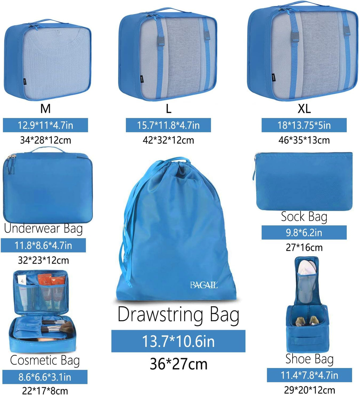 Packing Cubes Luggage Packing Organizers for Travel Accessories-Jet Black