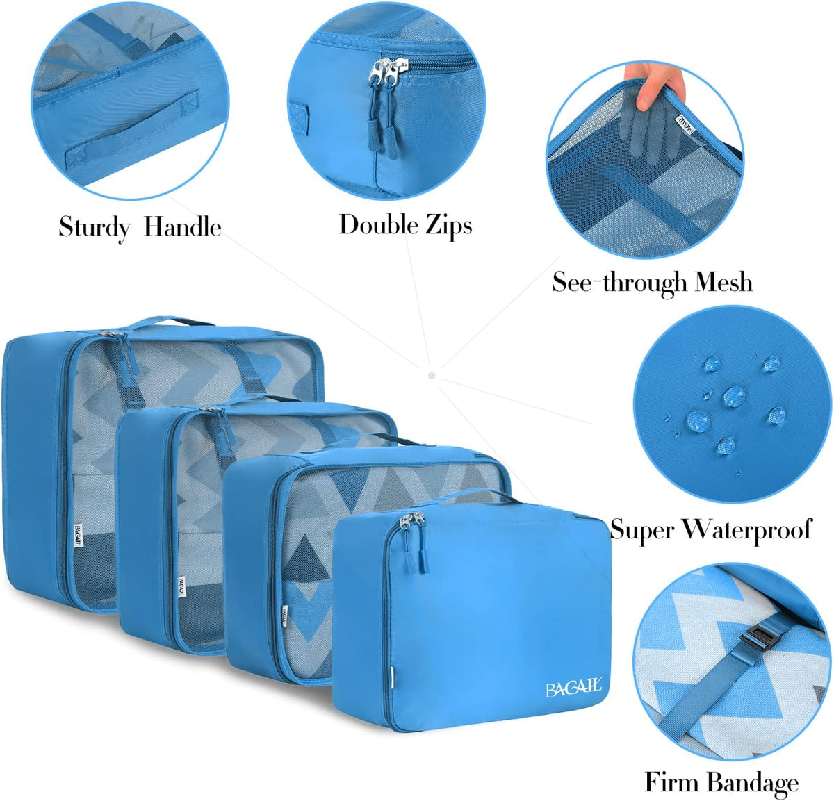 Packing Cubes Luggage Packing Organizers for Travel Accessories-Jet Black