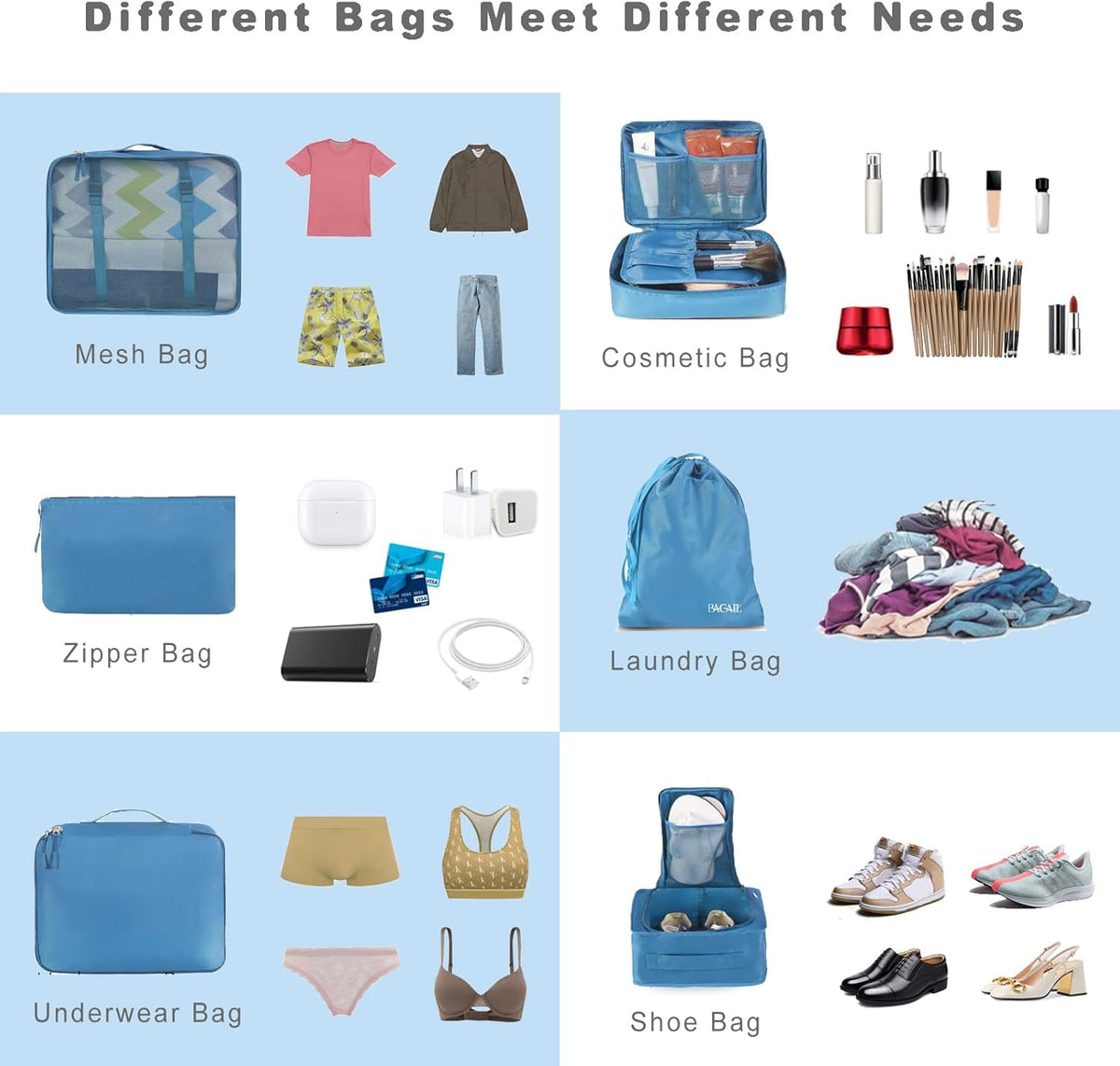 Packing Cubes Luggage Packing Organizers for Travel Accessories-Jet Black