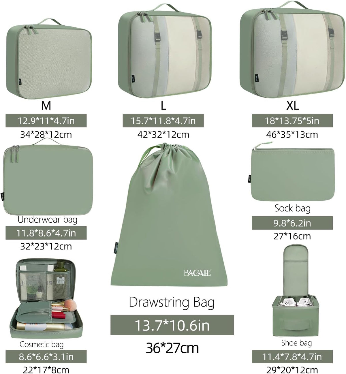 Packing Cubes Luggage Packing Organizers for Travel Accessories-Jet Black