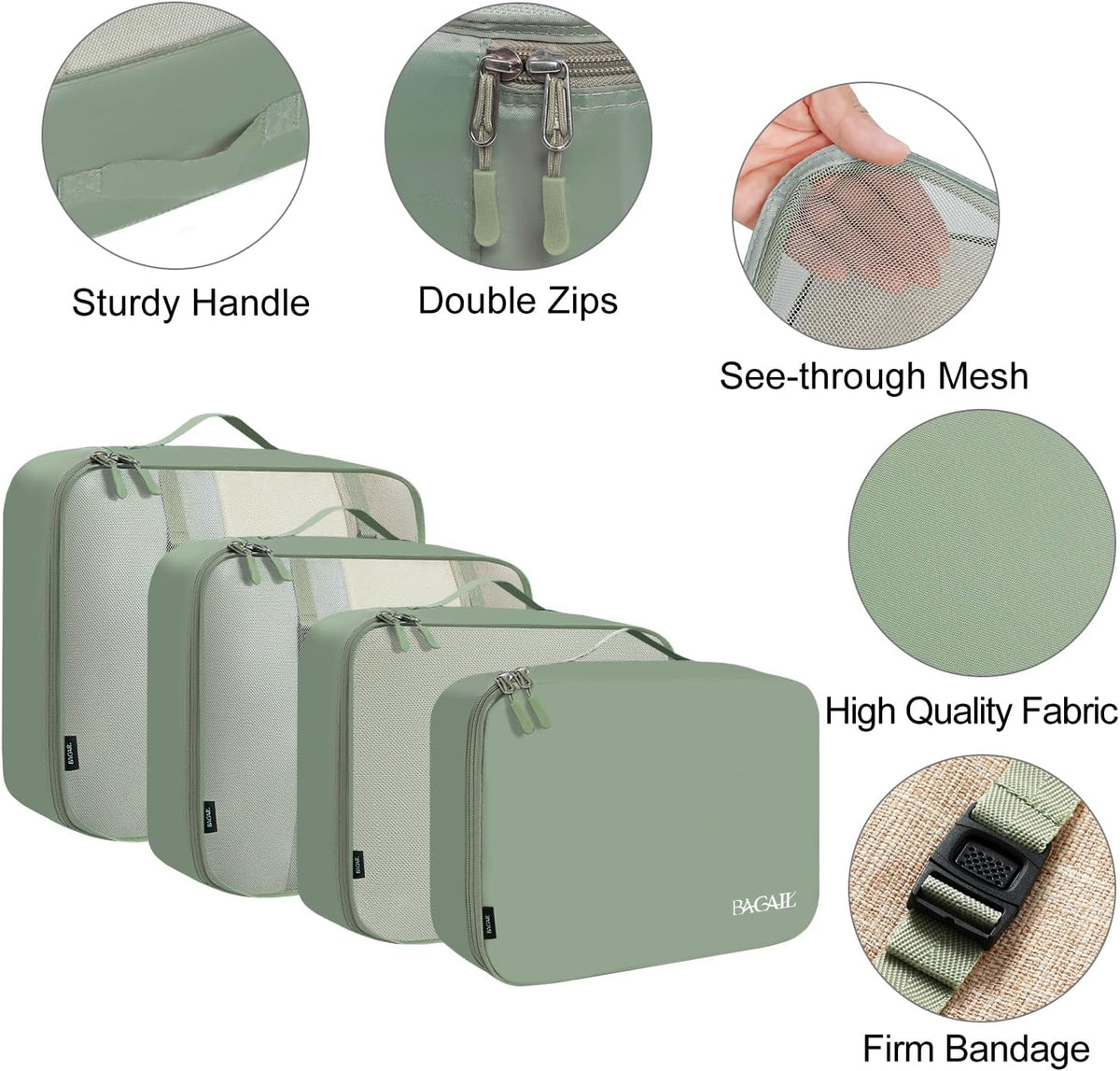 Packing Cubes Luggage Packing Organizers for Travel Accessories-Jet Black