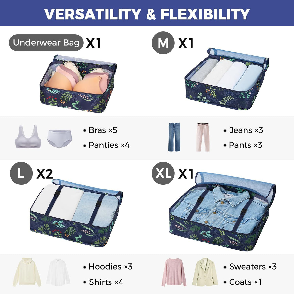 Packing Cubes Luggage Packing Organizers for Travel Accessories-Jet Black