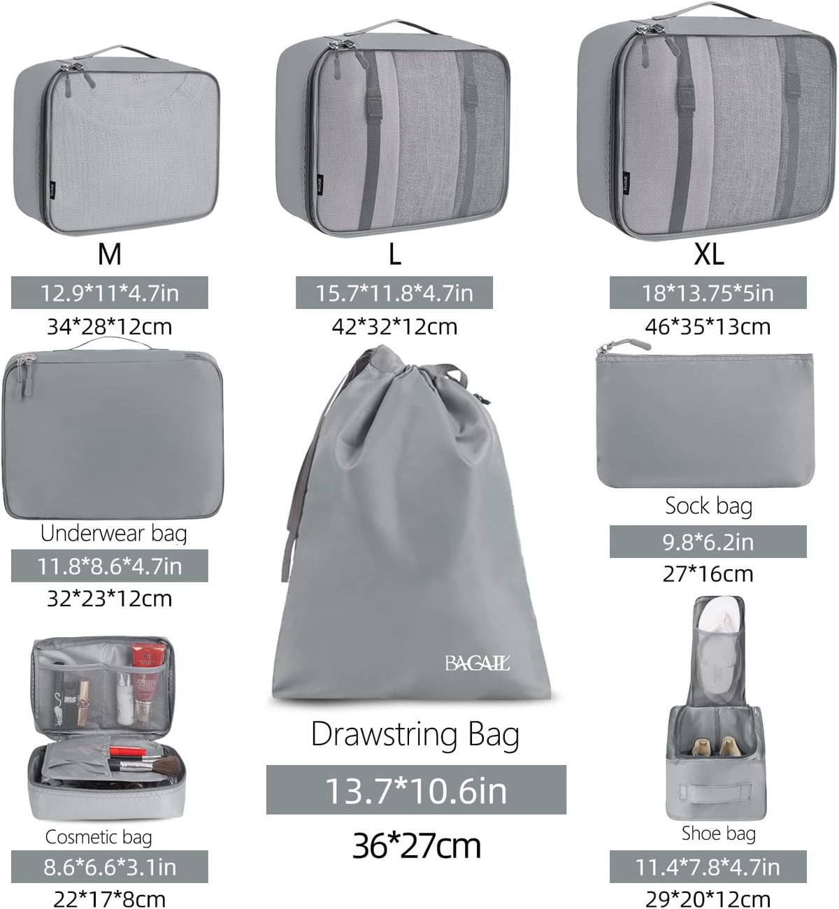 Packing Cubes Luggage Packing Organizers for Travel Accessories-Jet Black