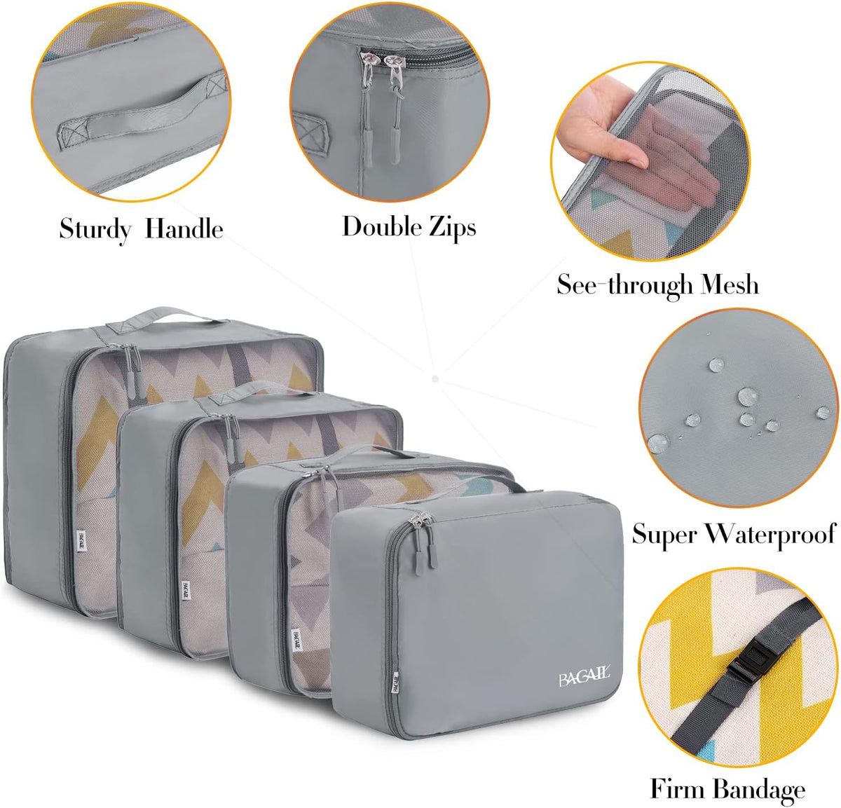 Packing Cubes Luggage Packing Organizers for Travel Accessories-Jet Black