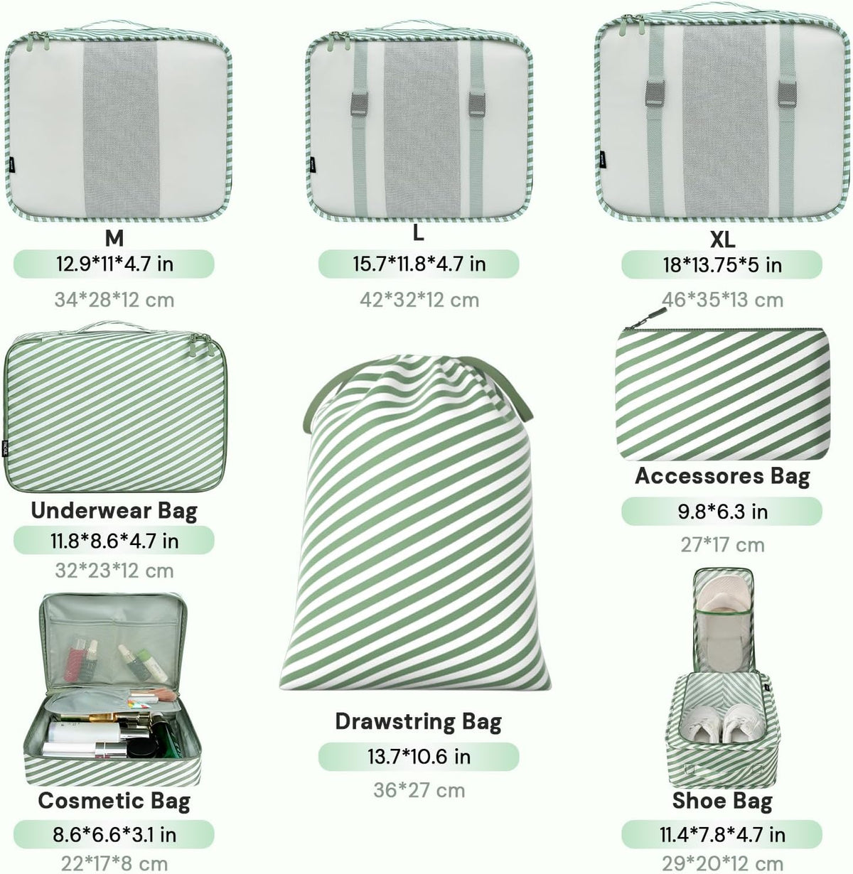 Packing Cubes Luggage Packing Organizers for Travel Accessories-Jet Black
