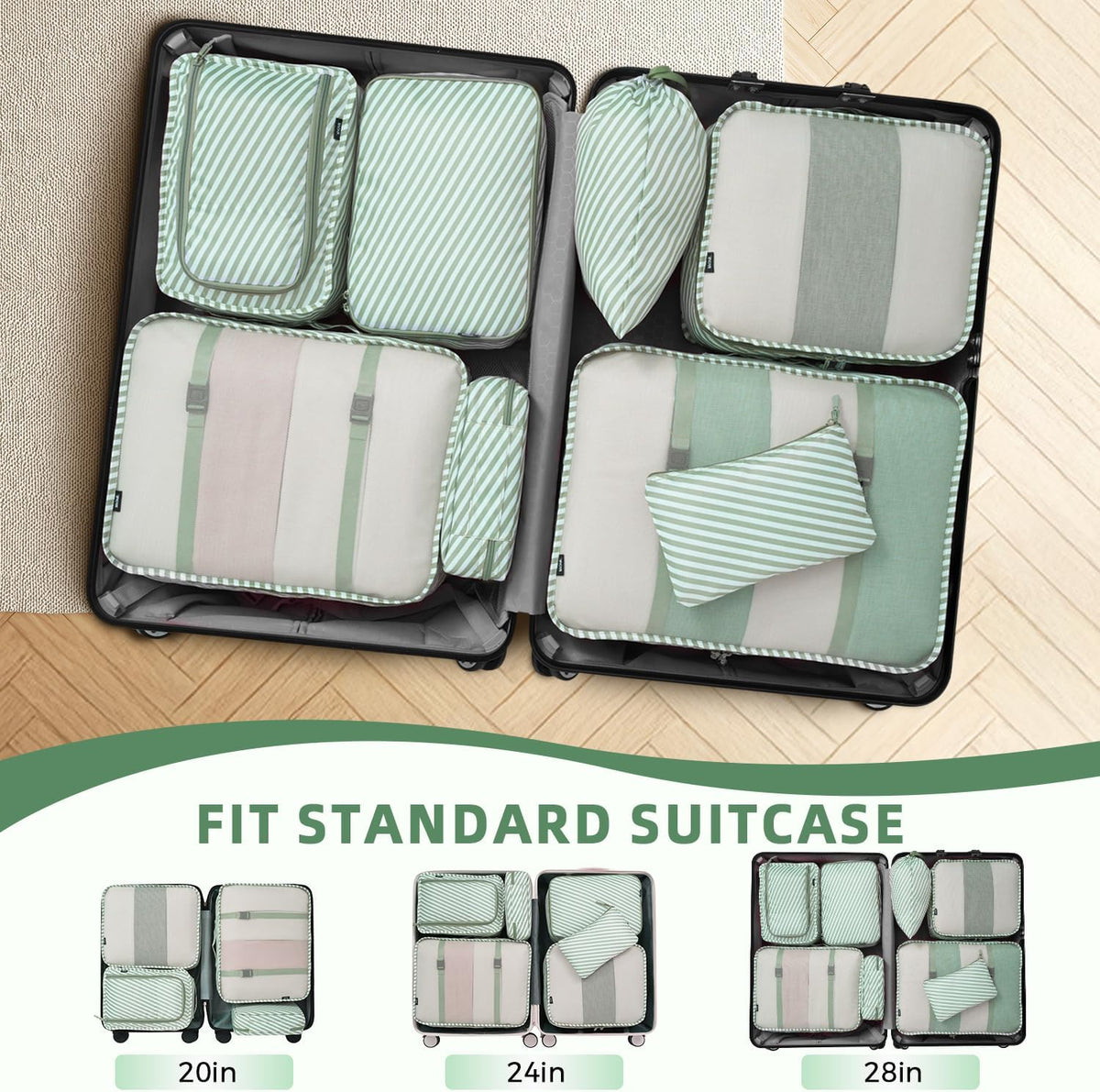 Packing Cubes Luggage Packing Organizers for Travel Accessories-Jet Black