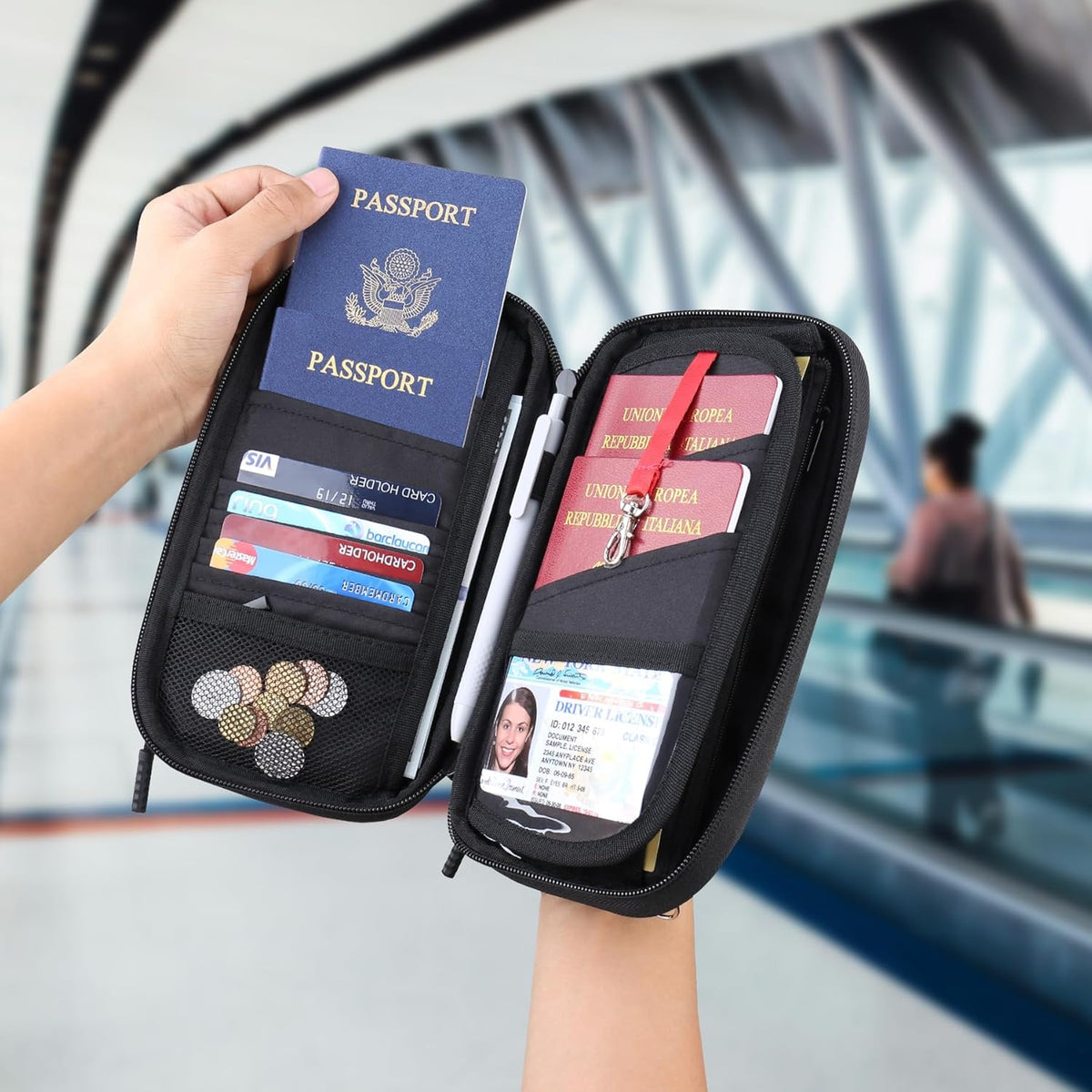 Passport Holder Family Wallet Men Women Travel Essentials Document Organizer Credit Cards Case
