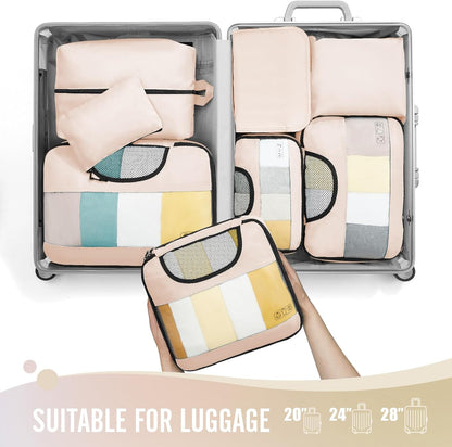 8 Set Packing Cubes for Travel Essentials, Suitcase Organizer Bags in 4 Sizes, Carry-On Luggage Accessories with Laundry Bag, Airplane Must Have, Gifts for Women Men