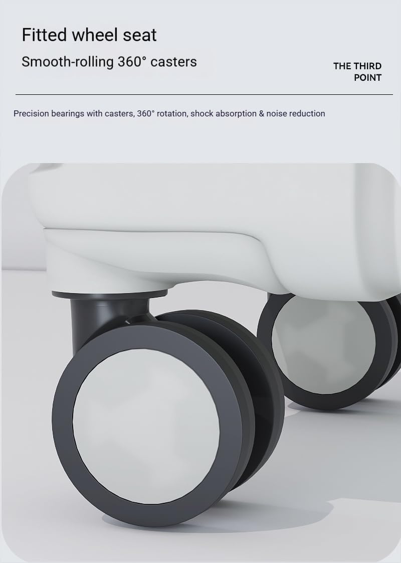 Carry-on Luggage with Cup Holder & USB Charging Port, Hard Side Luggage with Spinner Wheels, Lightweight Luggage for Travel, Business (White, Carry-On 20-Inch)