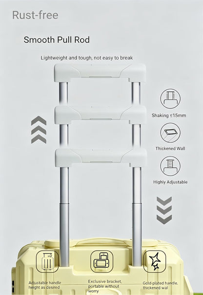 Carry-on Luggage with Cup Holder & USB Charging Port, Hard Side Luggage with Spinner Wheels, Lightweight Luggage for Travel, Business (White, Carry-On 20-Inch)