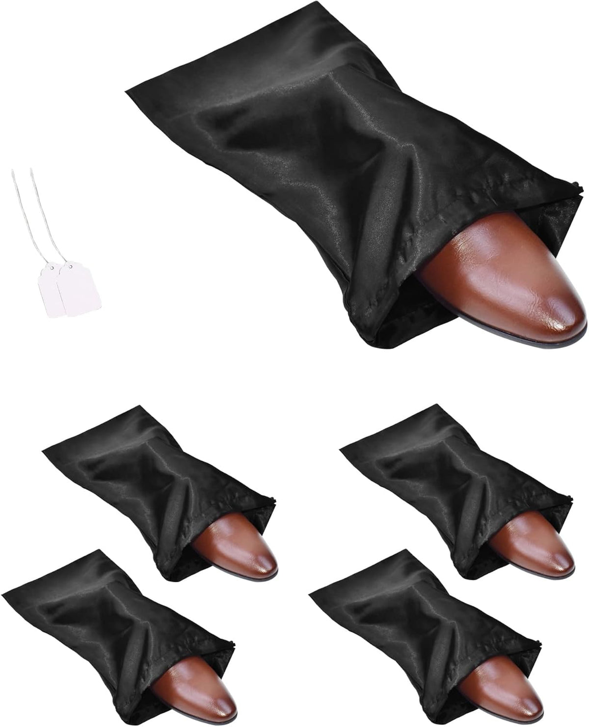 4 Pack Shoe Bags for Travel Satin Fabric Shoe Bag with Drawstring for Men Women Travel Protecting Storing Shoes