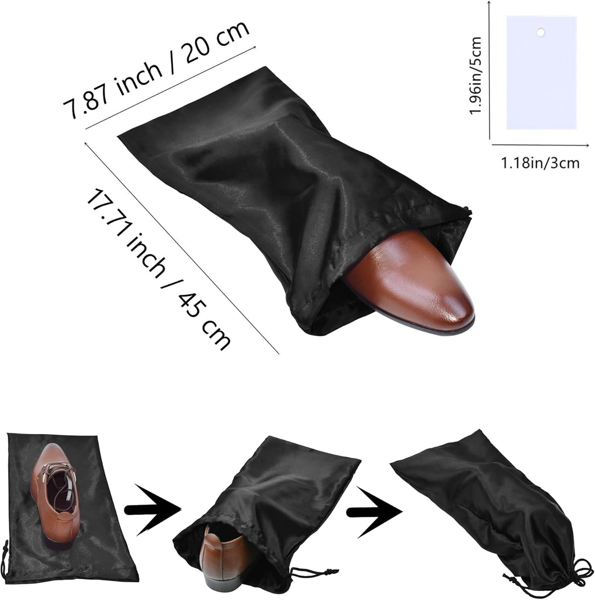 4 Pack Shoe Bags for Travel Satin Fabric Shoe Bag with Drawstring for Men Women Travel Protecting Storing Shoes