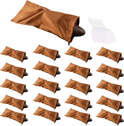 4 Pack Shoe Bags for Travel Satin Fabric Shoe Bag with Drawstring for Men Women Travel Protecting Storing Shoes