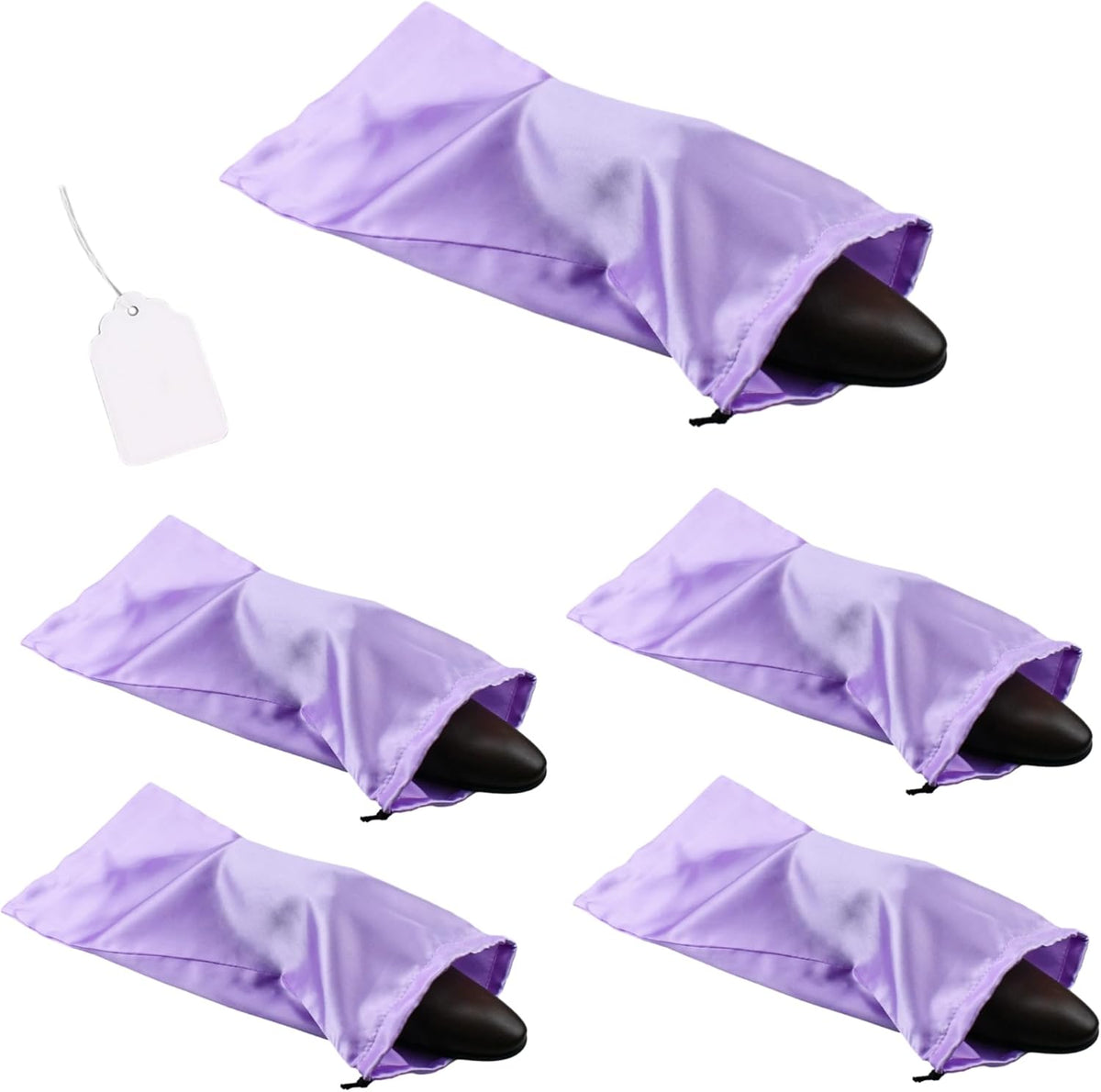 4 Pack Shoe Bags for Travel Satin Fabric Shoe Bag with Drawstring for Men Women Travel Protecting Storing Shoes