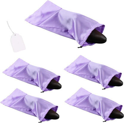 4 Pack Shoe Bags for Travel Satin Fabric Shoe Bag with Drawstring for Men Women Travel Protecting Storing Shoes
