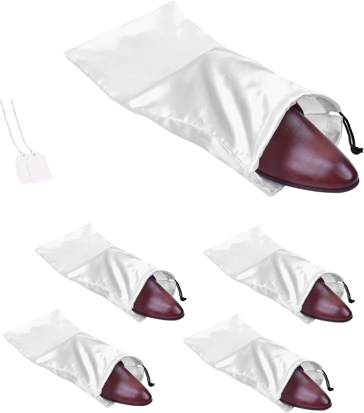 4 Pack Shoe Bags for Travel Satin Fabric Shoe Bag with Drawstring for Men Women Travel Protecting Storing Shoes