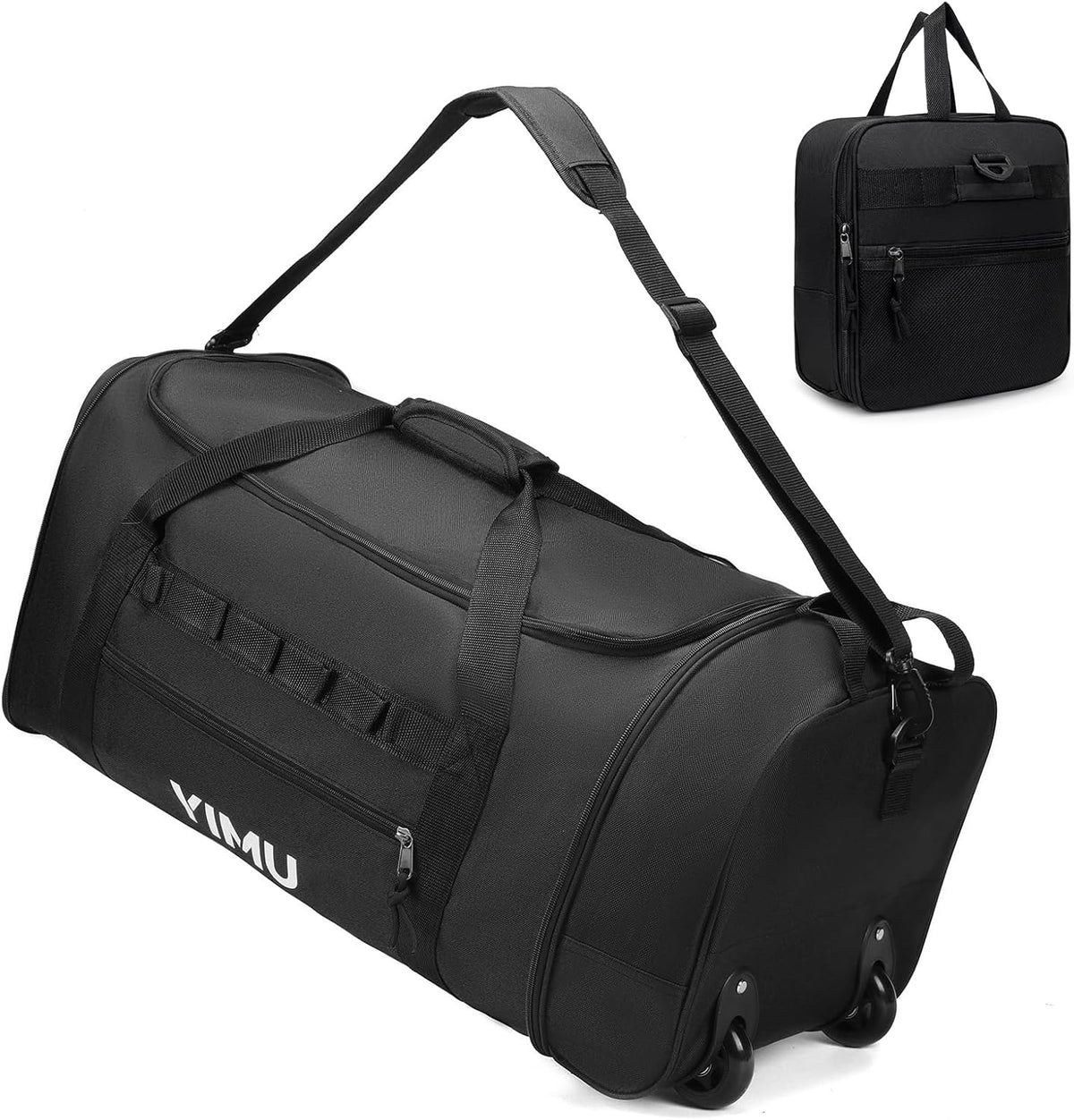 Large-Capacity Foldable Travel Bag, Single-Shoulder Hand-Held Wheeled Bag, Lightweight Travel Luggage Bag, Portable Luggage Bag Storage Bag for Business Trips (Black)