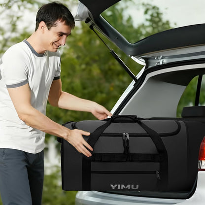 Large-Capacity Foldable Travel Bag, Single-Shoulder Hand-Held Wheeled Bag, Lightweight Travel Luggage Bag, Portable Luggage Bag Storage Bag for Business Trips (Black)