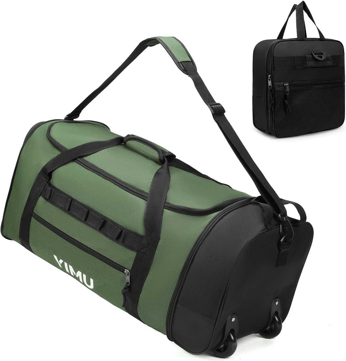 Large-Capacity Foldable Travel Bag, Single-Shoulder Hand-Held Wheeled Bag, Lightweight Travel Luggage Bag, Portable Luggage Bag Storage Bag for Business Trips (Black)