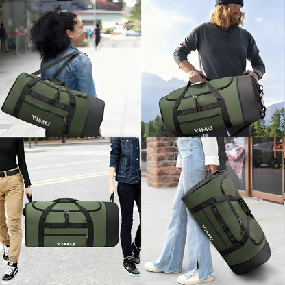 Large-Capacity Foldable Travel Bag, Single-Shoulder Hand-Held Wheeled Bag, Lightweight Travel Luggage Bag, Portable Luggage Bag Storage Bag for Business Trips (Black)