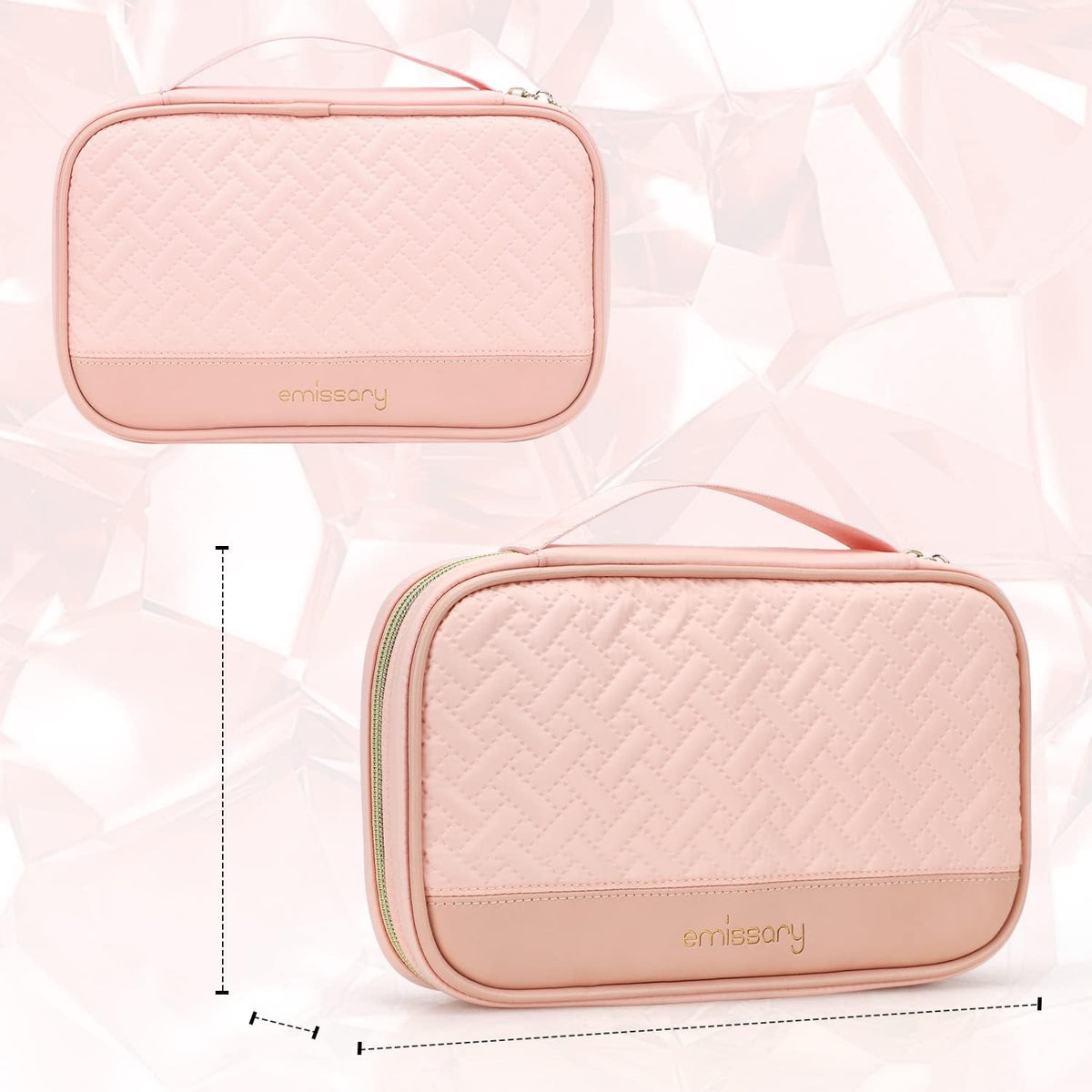 Travel Jewelry Case Organizer for Necklace & Earrings, Pink | Padded slots & necklace ties keep jewelry tangle-free; double-zip, water-repellent travel case for rings & earrings