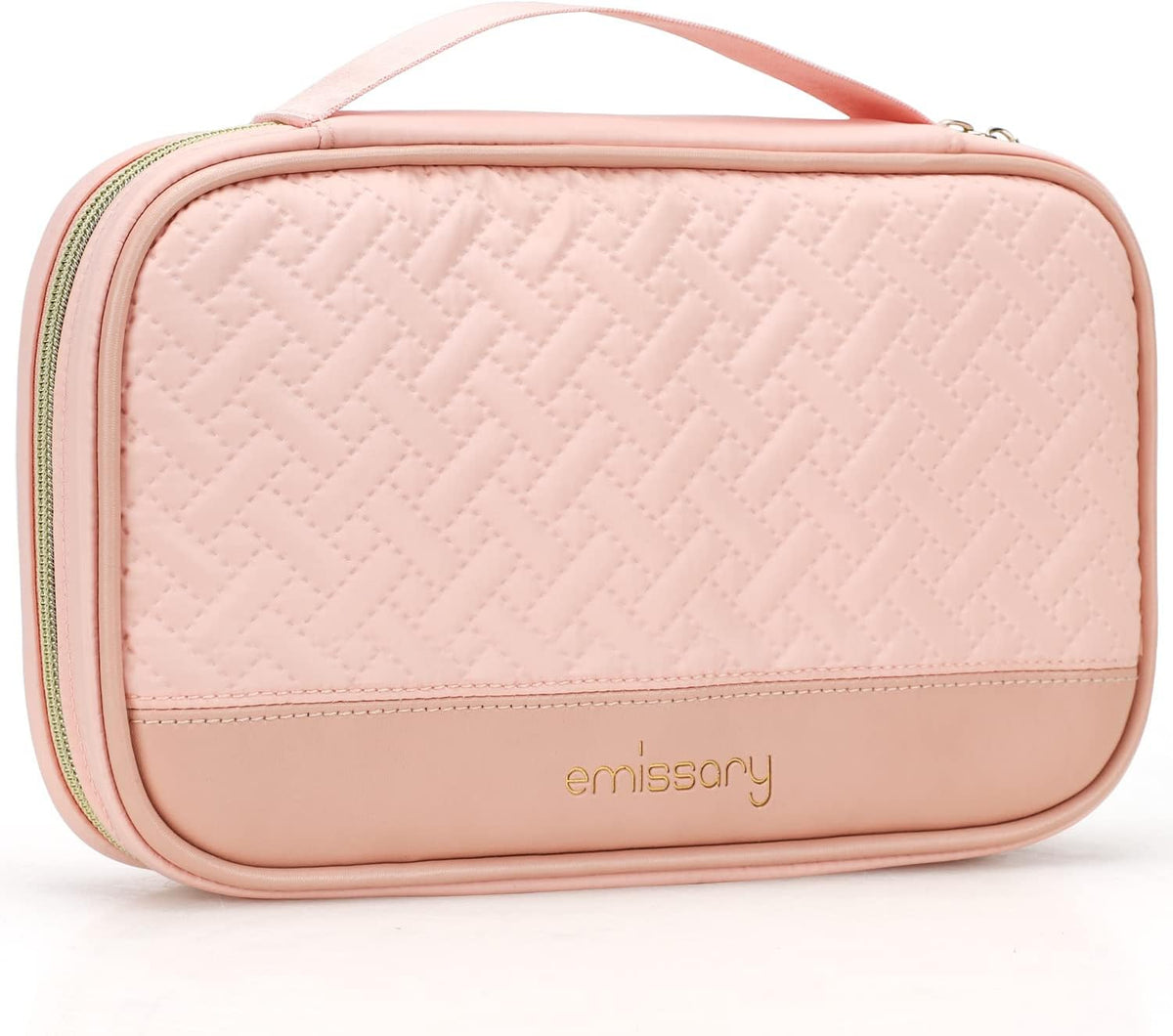 Travel Jewelry Case Organizer for Necklace & Earrings, Pink | Padded slots & necklace ties keep jewelry tangle-free; double-zip, water-repellent travel case for rings & earrings