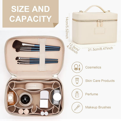 Makeup Bag Vanity Case for Women Leather Cosmetic Bag Travel Toiletry Bags Portable Makeup Organizer Case