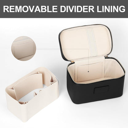 Makeup Bag Vanity Case for Women Leather Cosmetic Bag Travel Toiletry Bags Portable Makeup Organizer Case