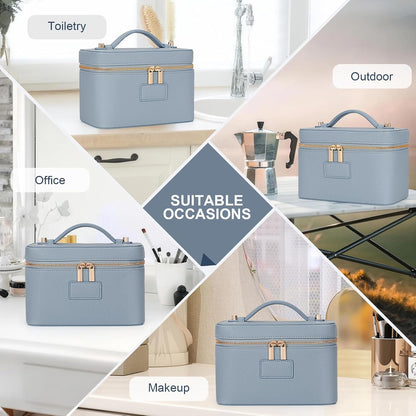 Makeup Bag Vanity Case for Women Leather Cosmetic Bag Travel Toiletry Bags Portable Makeup Organizer Case