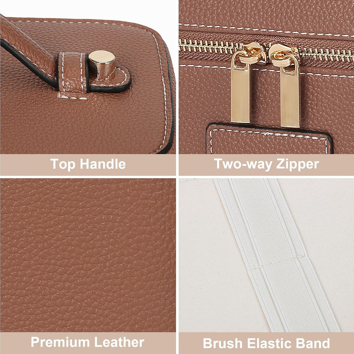 Makeup Bag Vanity Case for Women Leather Cosmetic Bag Travel Toiletry Bags Portable Makeup Organizer Case