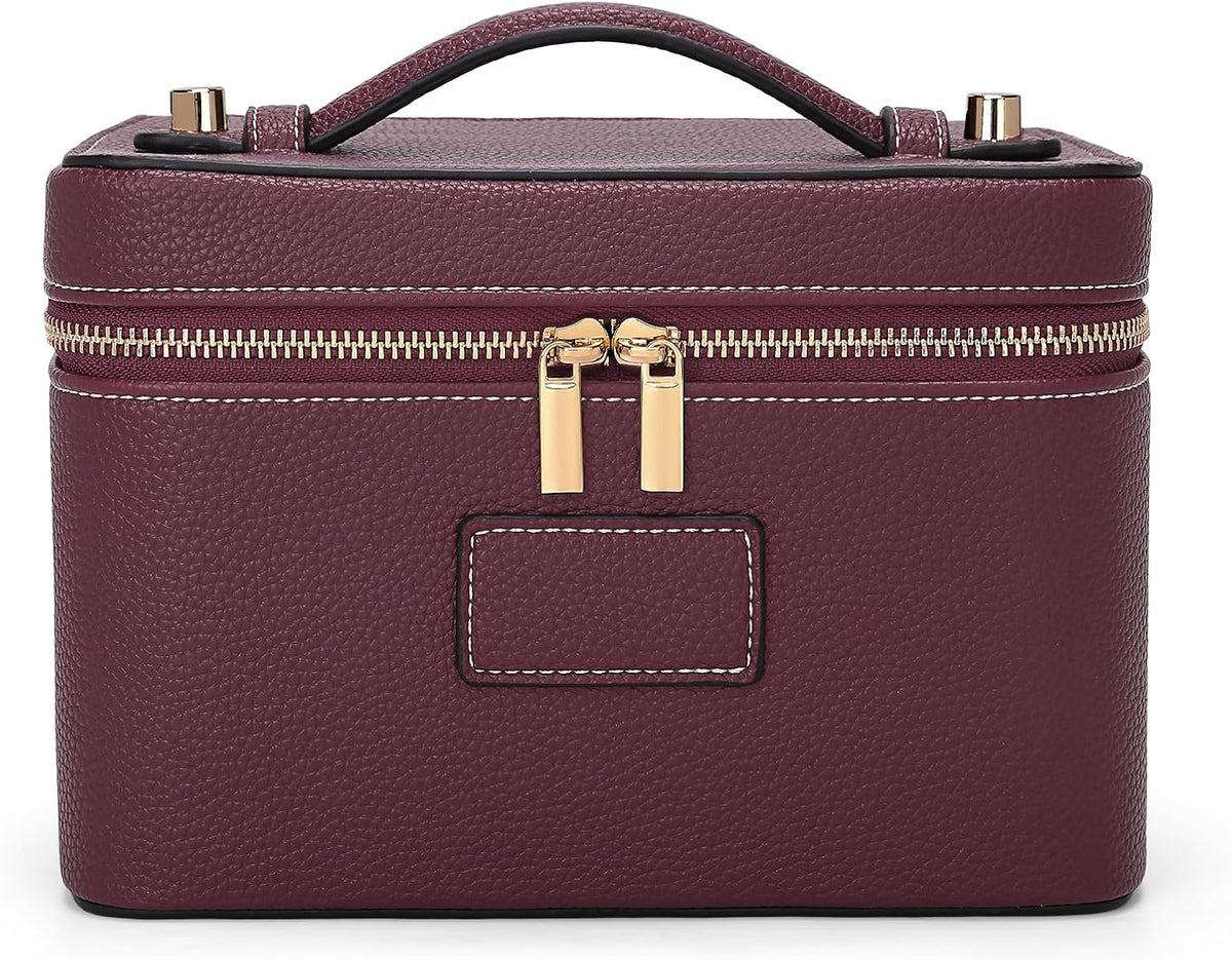 Makeup Bag Vanity Case for Women Leather Cosmetic Bag Travel Toiletry Bags Portable Makeup Organizer Case