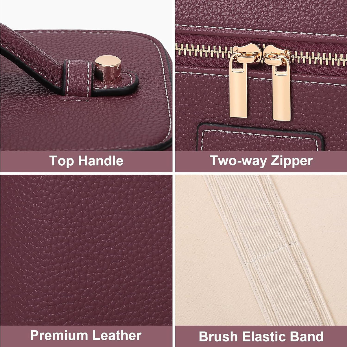 Makeup Bag Vanity Case for Women Leather Cosmetic Bag Travel Toiletry Bags Portable Makeup Organizer Case
