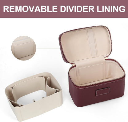 Makeup Bag Vanity Case for Women Leather Cosmetic Bag Travel Toiletry Bags Portable Makeup Organizer Case