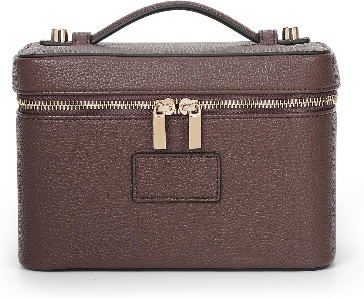 Makeup Bag Vanity Case for Women Leather Cosmetic Bag Travel Toiletry Bags Portable Makeup Organizer Case