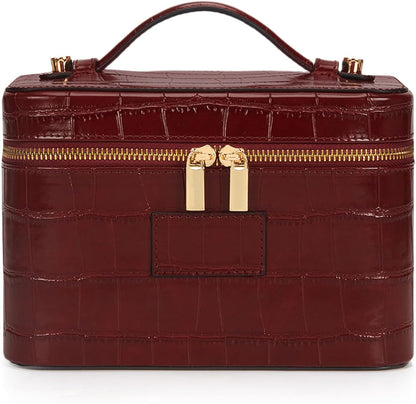 Makeup Bag Vanity Case for Women Leather Cosmetic Bag Travel Toiletry Bags Portable Makeup Organizer Case