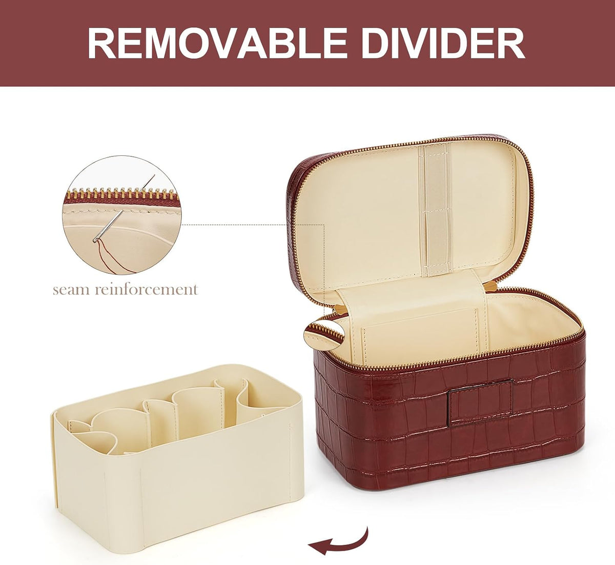 Makeup Bag Vanity Case for Women Leather Cosmetic Bag Travel Toiletry Bags Portable Makeup Organizer Case
