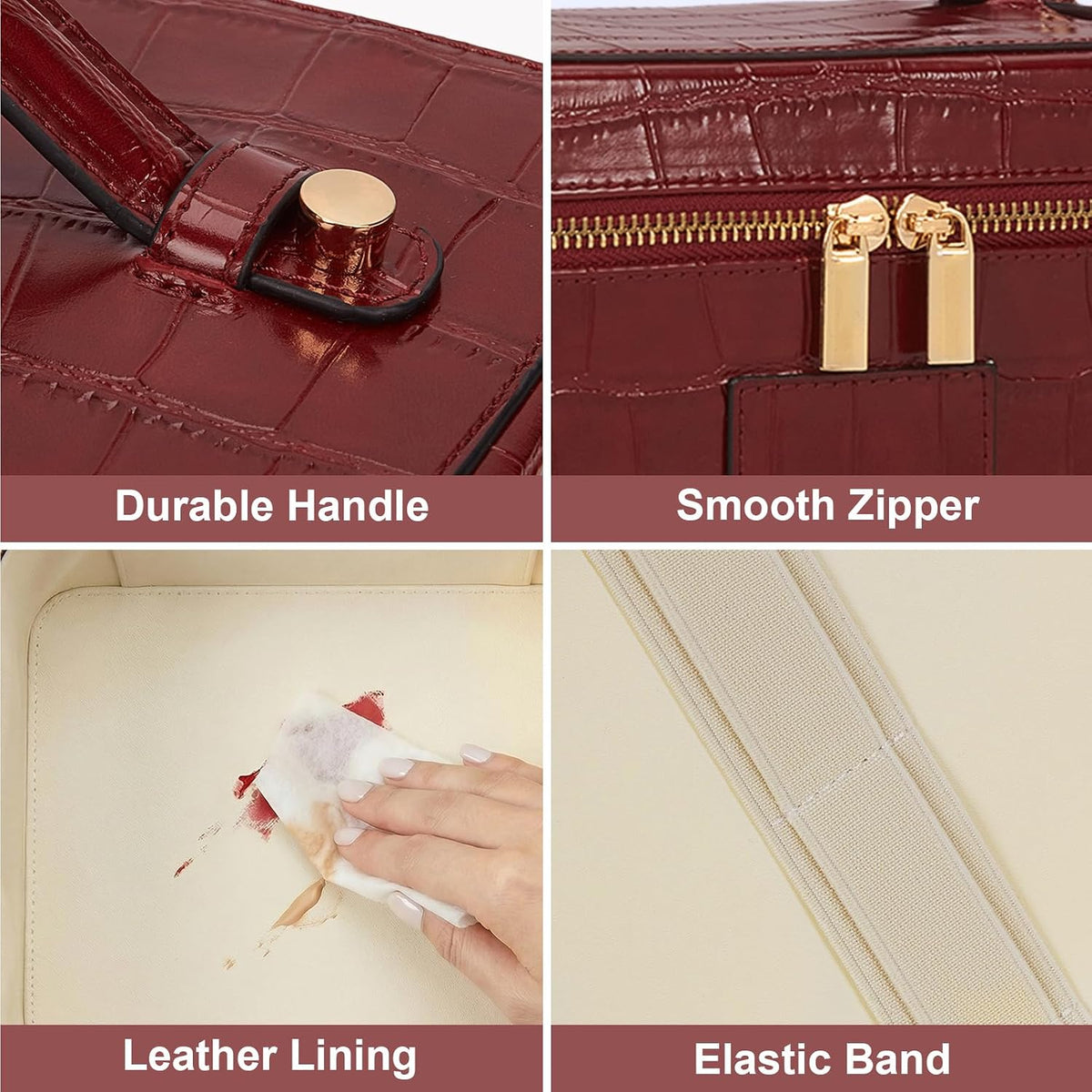 Makeup Bag Vanity Case for Women Leather Cosmetic Bag Travel Toiletry Bags Portable Makeup Organizer Case