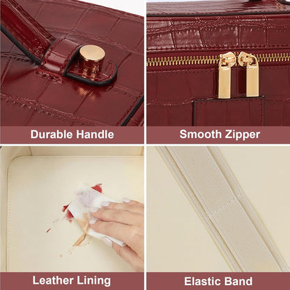 Makeup Bag Vanity Case for Women Leather Cosmetic Bag Travel Toiletry Bags Portable Makeup Organizer Case