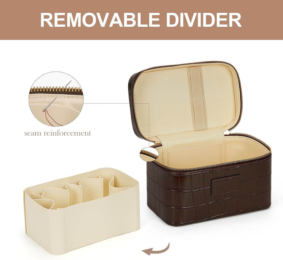 Makeup Bag Vanity Case for Women Leather Cosmetic Bag Travel Toiletry Bags Portable Makeup Organizer Case