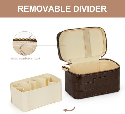 Makeup Bag Vanity Case for Women Leather Cosmetic Bag Travel Toiletry Bags Portable Makeup Organizer Case