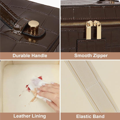 Makeup Bag Vanity Case for Women Leather Cosmetic Bag Travel Toiletry Bags Portable Makeup Organizer Case